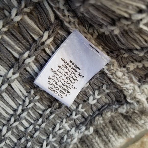 Liz Claiborne Asymmetrical Poncho Gray /White Wool Cotton (Womens Small/Medium) - Picture 7 of 7